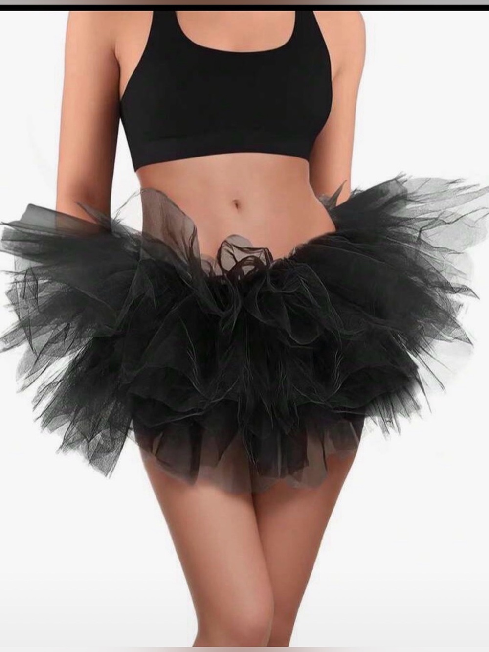 Women Tutu Skirt Short  Layered Ballet Tutu Run Skirts black Elastic Tulle